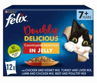PURINA FELIX Doubly Delicious 7+ Countryside Selection Wet Cat Food 4x ( 12 × 100g )