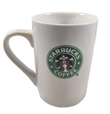 Starbucks 2008 Coffee Mug Cup 10 oz White Double Sided Mermaid Logo