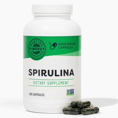 VIMERGY Natural Spirulina Capsules   Super Greens Supplement