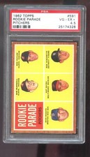 1962 Topps #591 Rookie Parade Pitchers Sam McDowell Taylor Dick Radatz PSA 4.5