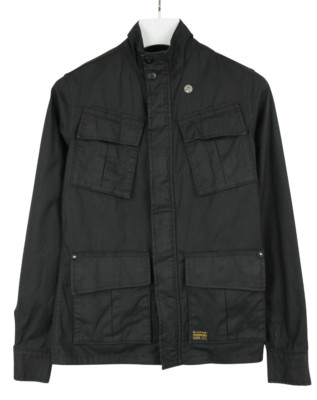 G-STAR Jacket Men's MEDIUM Unlined Black Full Zip Pocket High Neck Wax Look