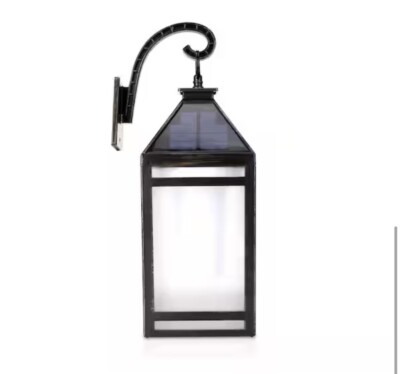 Flame Effect Solar Portable Hanging Outdoor Coach Lantern Sconce Bronze TECHKO