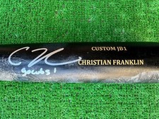 CHICAGO CUBS CHRISTIAN FRANKLIN GAME USED AUTOGRAPHED INSCRIBED BASEBALL BAT