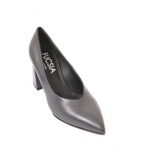 Fucsia 402a Gray Leather Pointy Toe Classic Heel Shoes 36.5 / US 6.5 - 第 1/8 張圖片