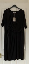 Plus size Anthology Black Jersey Faux Cross Over Eve/party Dress Uk 20/plus BNWT