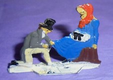 Vintage Heinrichsen German Flat Lead "Man Putting Skates On Woman" Near Mint C