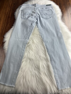 AG womens Jeans Stilt Crop Cigarette Crop light Blue Raw Hem Sz 28