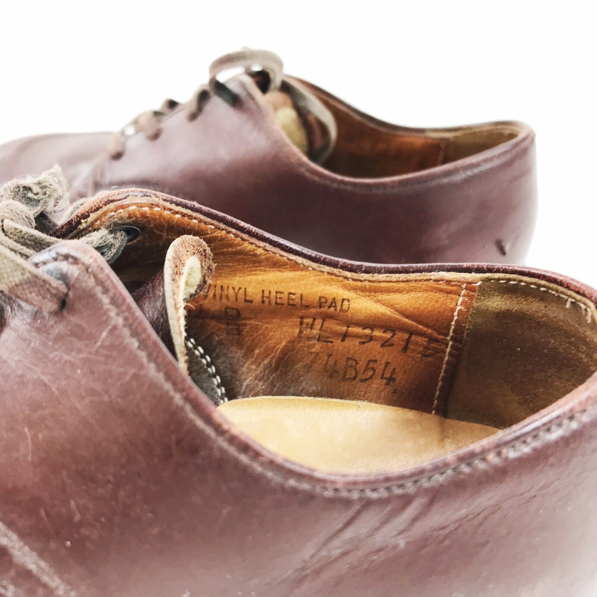 Leather Baby Shoes Vintage 1940's Boys Brown Lace Up Little