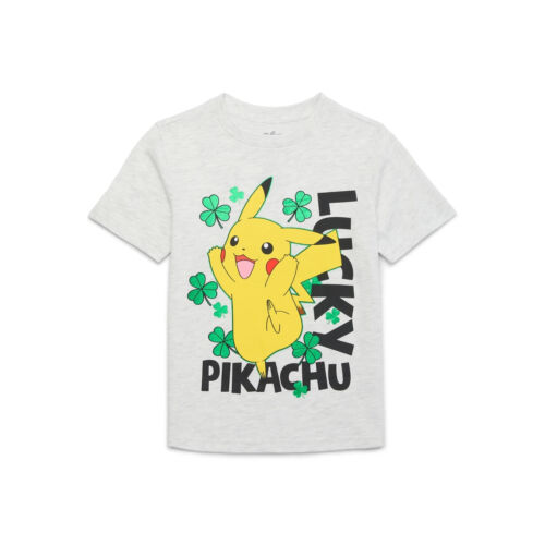 St. Patrick’s Day Little Boys and Big Boys Lucky Pikachu Graphic Tee, Size XL