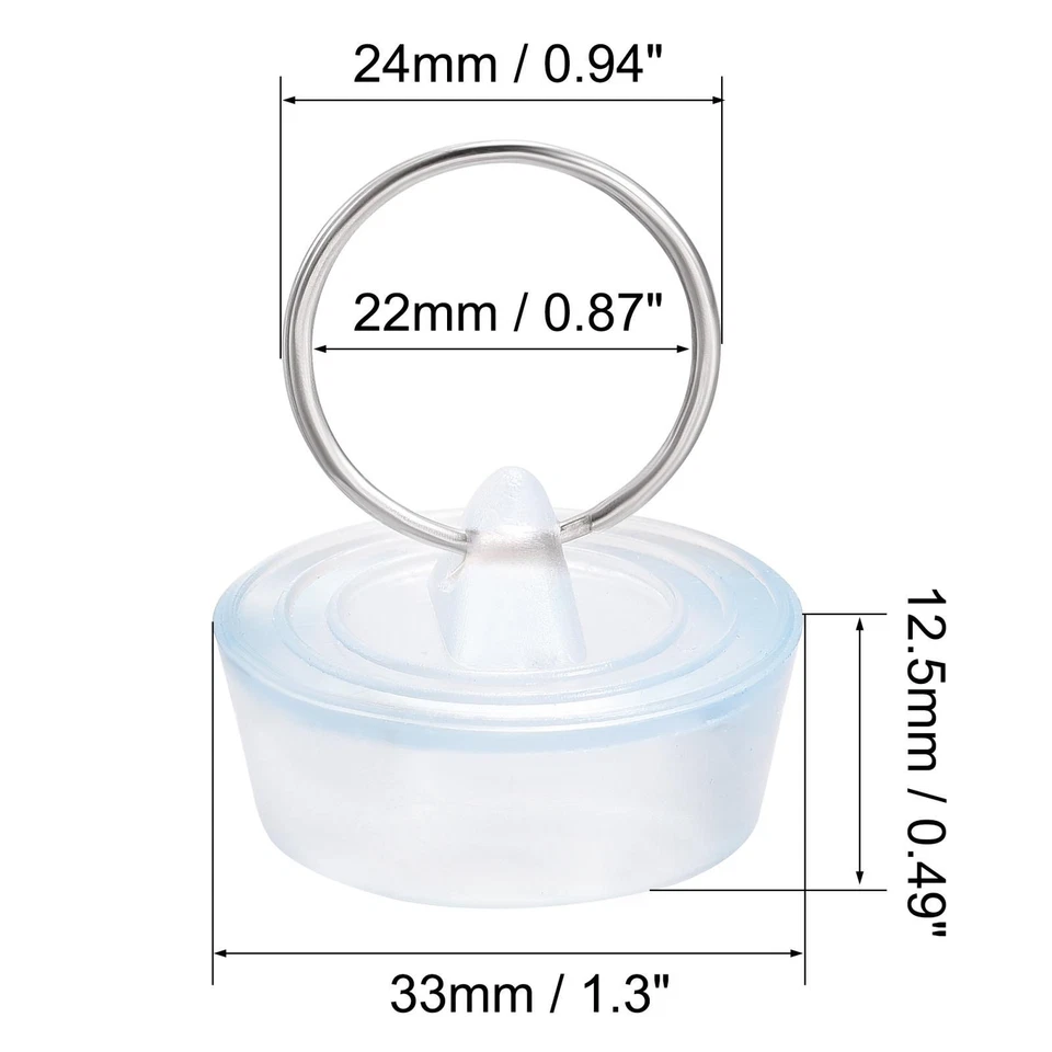 2x Spülstop fen aus Gummi, Abflussstopper Klar Blau für 29-32mm mit Aufhängering - Bild 2 von 4