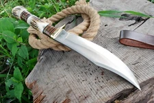 RED DEER STAG CUSTOM HANDMADE HUNTING DAGGER TACTICAL BOWIE KNIFE ANTLER GRIP 