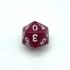 Koplow Games Dice d20 0-9 Opaque Dark Red Die With White Indicia D&D TTRPG Dice