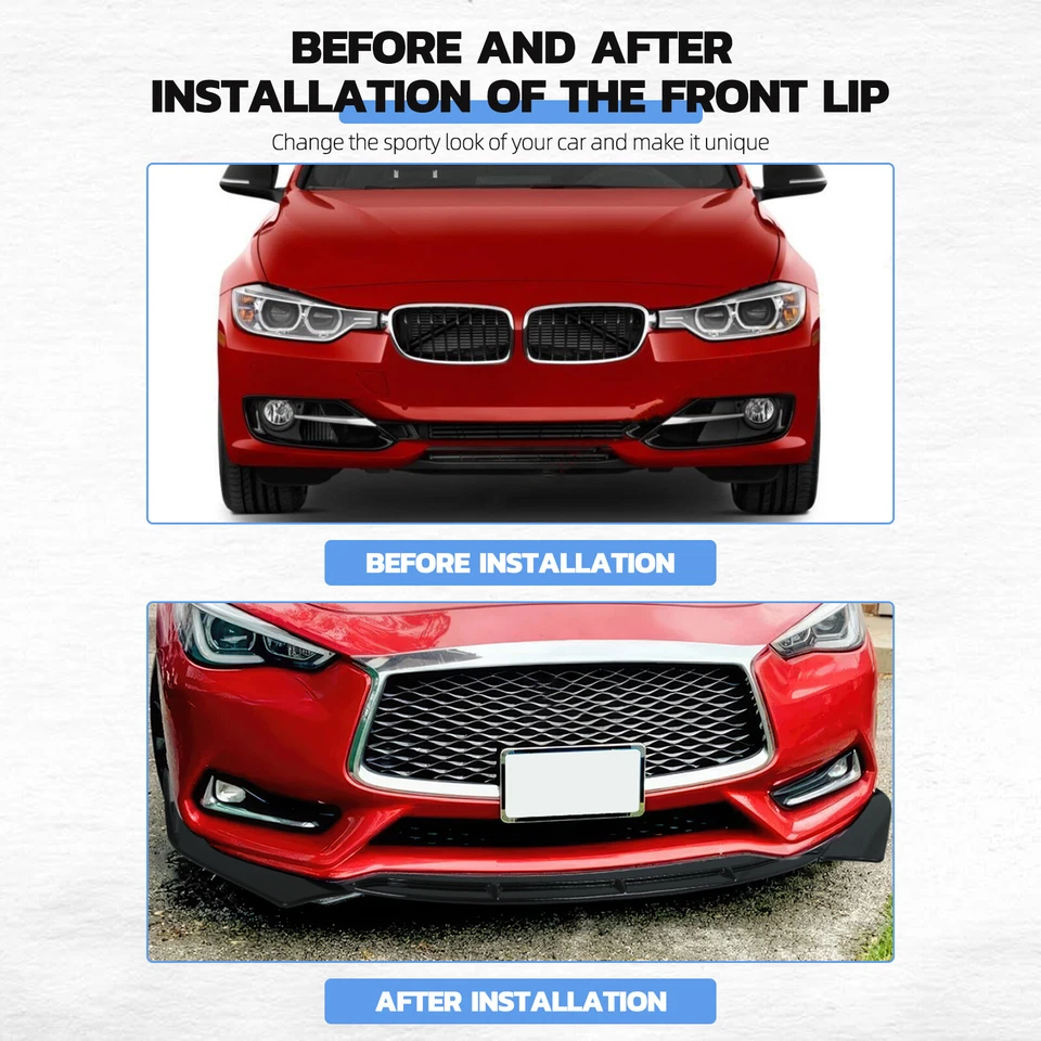 For Kia Stinger GT1 GT2 GT Line Front Bumper Lip Splitter Spoiler Strut Rods BK - Image 4 of 4