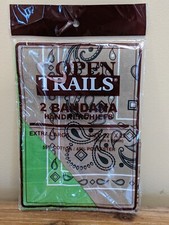 1 Lime  1 Khaki Paisley Bandana Handkerchiefs Extra Large 22" x 22" Open Trails