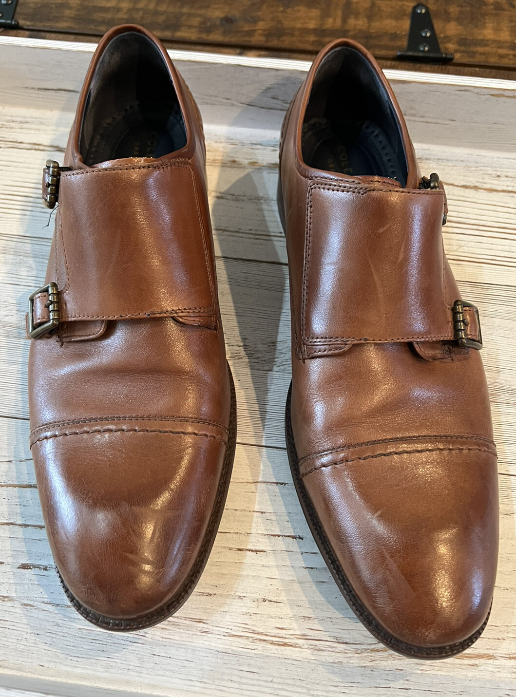 Cole Haan double monk strap brown 9.5 M 