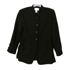 S K Jessica Tierney Womans 12 Pure Wool Black Blazer Jacket Coat Embroidered Acc