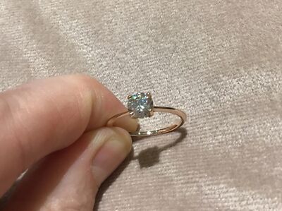 0,75 Karat Lab Created Diamant Brillant runder Ring in Roségold plattiert O & Halb
