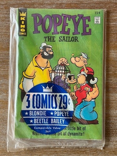 Sealed Silver Age Lot Year 1967 King Comics 3-Pack Blondie Popeye Beetle Bailey