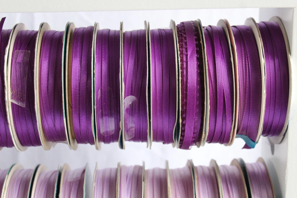 Lot Of 39 Purple & Lavender Spool O’ Ribbon 1/8” To 2" Most New - Image 3 of 4