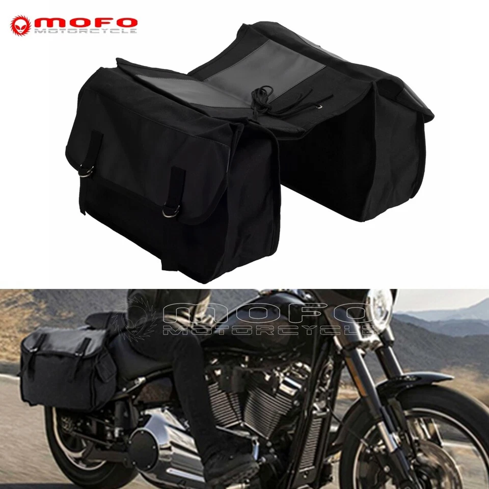 Black Saddle Bag For Honda Shadow VT 750 Harley Sportster Iron 833 Luggage Bags - Image 2 of 4