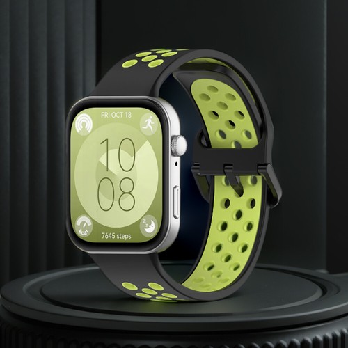 Cinturino sportivo in silicone bicolore traspirante per Huawei Watch Fit 3 (nero