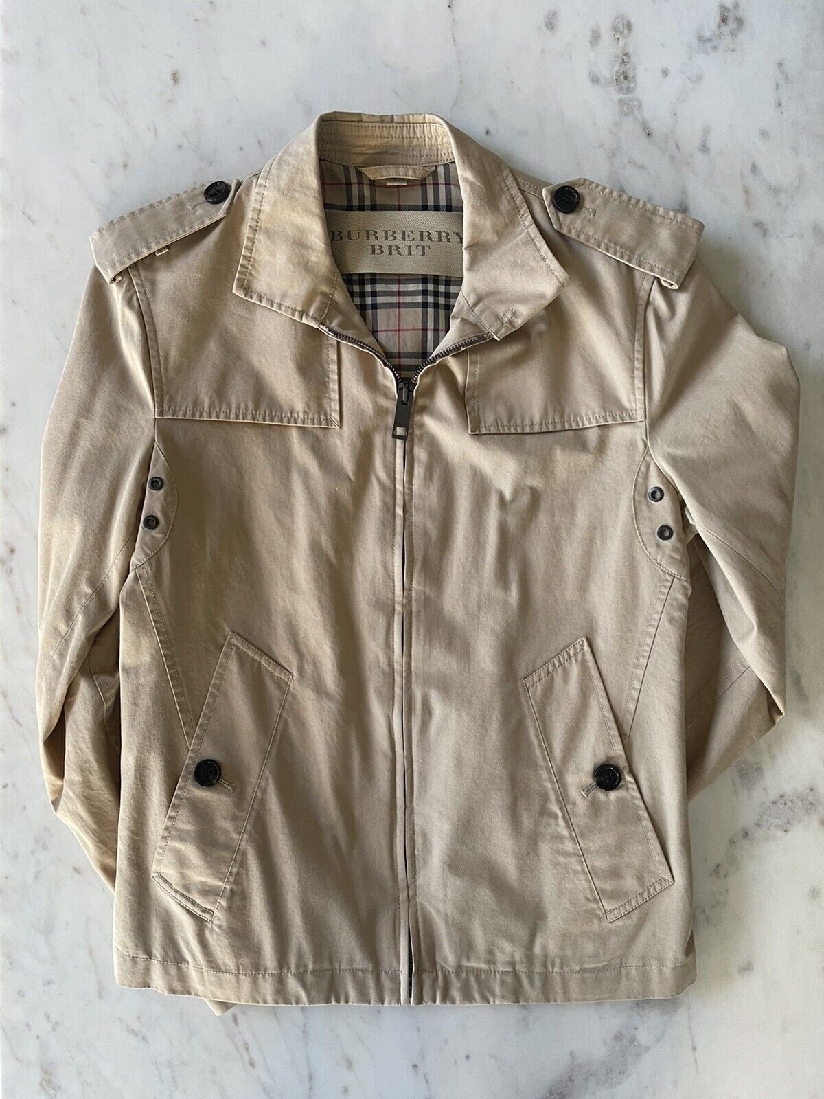 Burberry Brit Jacket - Size XS - Khaki Tan - Military Trench Style -  Flawless | eBay