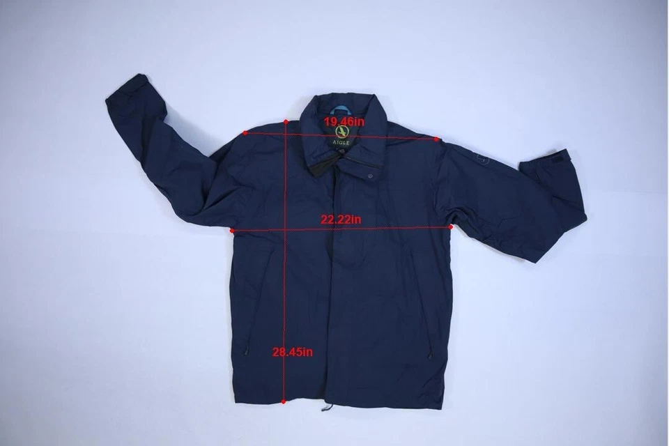 Chaqueta forrada con capucha enrollable dobladillo cremallera completa manga larga gris Aigle para hombre L Foto 4 de 4