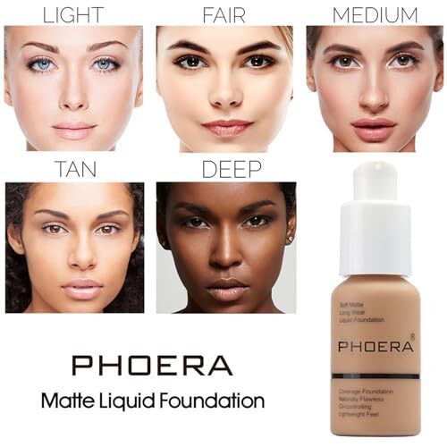 2 Pack PHOERA Foundation Buff Beige 104 and Face PrimerLiquid Full Coverage F... - Picture 3 of 7