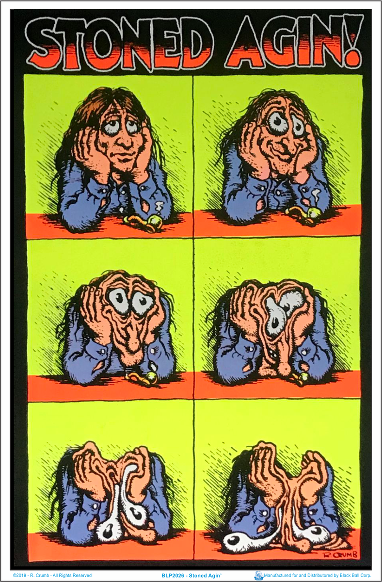 STONED AGIN! ブラックライトポスター 70年代 Stoned Agin' by R Crumb Blacklight Poster - Flocked - 23