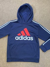 Adidas Hoodie Boys L 14/16 Youth Three Stripe Logo Long Sleeve Pullover