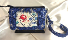 Vera Bradley's 4-PC SET, ZIP ID & LANYARD in SEAHORSE OF COURSE Pattern Blue NWT