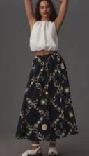 36 Anthropologie The Jacie Poplin Printed Midi Skirt by Maeve M EUC