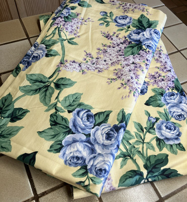 LONGABERGER RETIRED YELLOW VINE LILAC ROSE ONE PAIR LINED DRAPERY PANELS 46 X 86