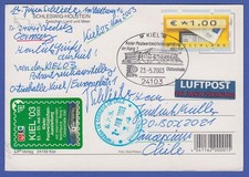 ATM Michel n. 5.1 valore 1,00 su cartolina per il Cile, esposizione So-O KIEL rango 1 