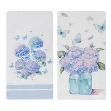 Hydrangea Floral Flour Sack Kitchen Towels Set of 2 Hand Hydrangea 2 Pack