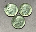 Lot of (3) Three Roosevelt Dimes - 90% Silver - All 3 are 1964 P - Very Nice