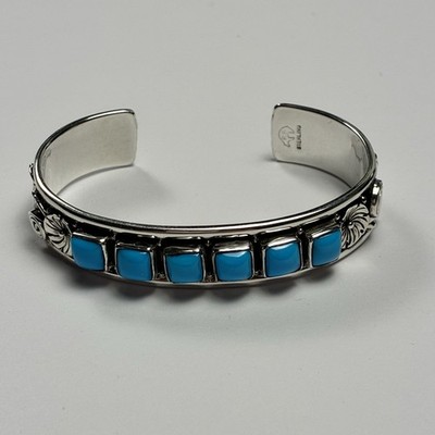 Running Bear Sterling Silver And Turquoise Bracket! New!
