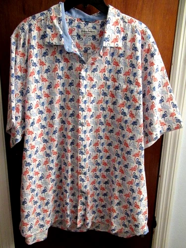 NWOT Tommy Bahama Mens Nova Wave Shirt Flamingo Print Sz XXL - product listing photo