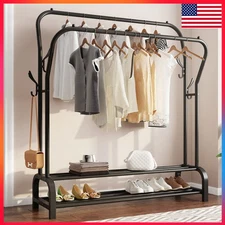 Heavy Duty Metal Clothing Clothes Garment Rack Hanging Closet Shelves Organizer