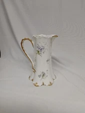 Antique Haviland & Co Limoges France - The Tarascon - Violets Gold Pitcher 