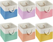 6 Pcs 13 x 13 Inch Cube Storage Bins Fabric Storage Organizer Bins Foldable Cube