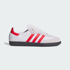 adidas Originals Samba ADV in White and Red All Sizes Limited Stock