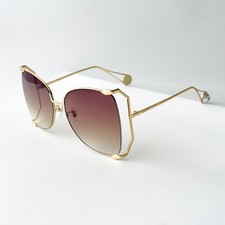 Gucci GG0252S Oversized Butterfly Sunglasses Gold Brown Lens Women 63-18-135