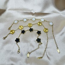 Set of 18k Gold Plated Clover Lucky Bracelet For Women Flower Five Leaf Bracelet