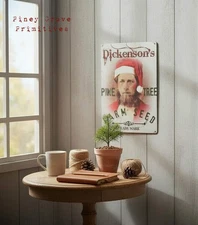 Primitive Style Christmas Dickenson's Farm Seed Metal Advertising Sign 8" x 12"