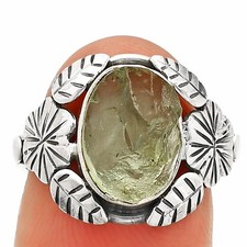 Natural Aquamarine Rough - Brazil 925 Sterling Silver Ring s.7.5 Jewelry R-1352