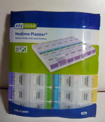 Ezy Dose Medtime Planner Weekly 4 x7 Day with Push Buttons 2XL 67583 easy-to-use