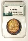 1890-P Rare Date  MS 65 + Beautiful Rainbow Toned Obverse Morgan Dollar PCI