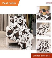 Cow Print Blanket Micro Fleece Ultra Soft Cozy Throw for All Seasons 50x60