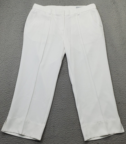 Callaway Golf Dress Pants Womens 10 White High Cuff Straight Leg Hook & Eye